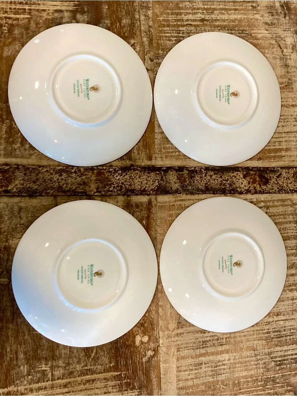 4 Saucers Waterford Fine China Holiday Ribbons Christmas
